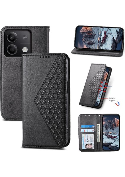 Xiaomi Redmi Not 13 Için Flip Case 4g Cüzdan Eşkenar Dörtgen Şekli Standı El Kullanımı (Yurt Dışından)