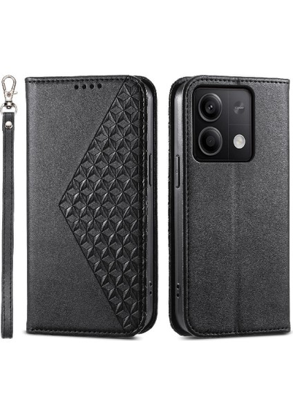 Xiaomi Redmi Not 13 Için Flip Case 5g Standı Cüzdan Günlük Kullanım Eşkenar Dörtgen Şekli (Yurt Dışından)