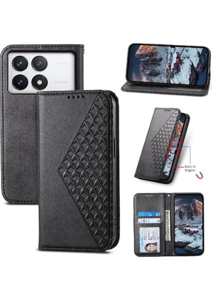 Xiaomi Poco X6 Pro 5g Eşkenar Dörtgen Şekli Cüzdan Standı Günlük Kullanım Için Flip Case (Yurt Dışından)