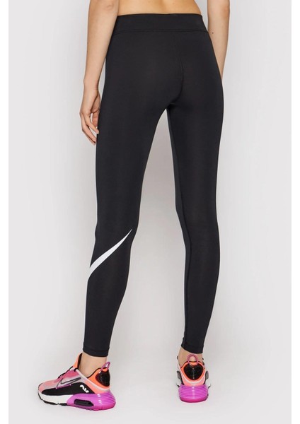 Sportswear Essential Cotton Leggings Swoosh Pamuklu Kadın Taytı Siyah