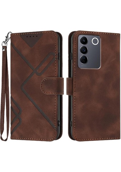 Vıvo V27E Manyetik Kapak Için Flip Case Pu Deri Kart Yuvası Standı ile (Yurt Dışından)