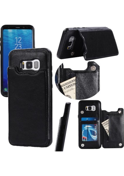Kart Tutucu Kart Yuvaları Kickstand Pu ile Samsung Galaxy S8 Için Cüzdan Kılıf (Yurt Dışından)