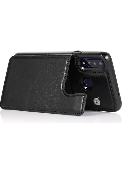 Samsung Galaxy A20S Pu Deri Kickstand Kart Yuvaları Çift Için Cüzdan Kılıf (Yurt Dışından) modelleri