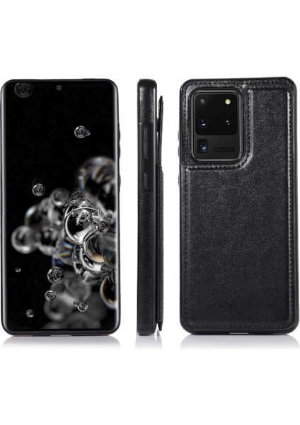 Kart Pu ile Samsung Galaxy S20 Ultra Kickstand Kart Yuvaları Için Cüzdan Kılıf (Yurt Dışından)
