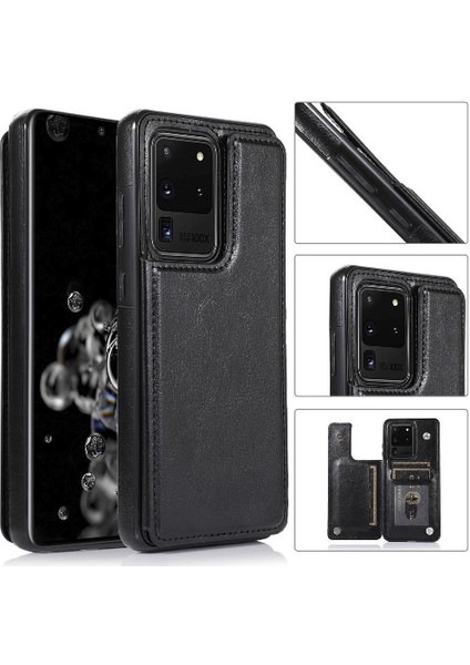 Kart Pu ile Samsung Galaxy S20 Ultra Kickstand Kart Yuvaları Için Cüzdan Kılıf (Yurt Dışından) indirimleri