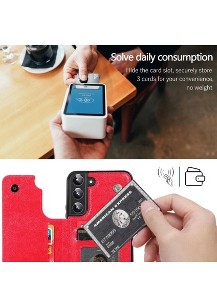 Kart ile Samsung Galaxy S22 Artı Çift Manyetik Toka Için Cüzdan Kılıf (Yurt Dışından) fırsatları