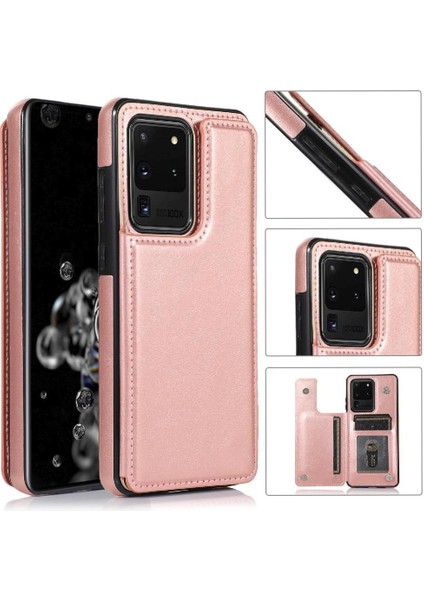 Kart Pu ile Samsung Galaxy S20 Ultra Kickstand Kart Yuvaları Için Cüzdan Kılıf (Yurt Dışından)