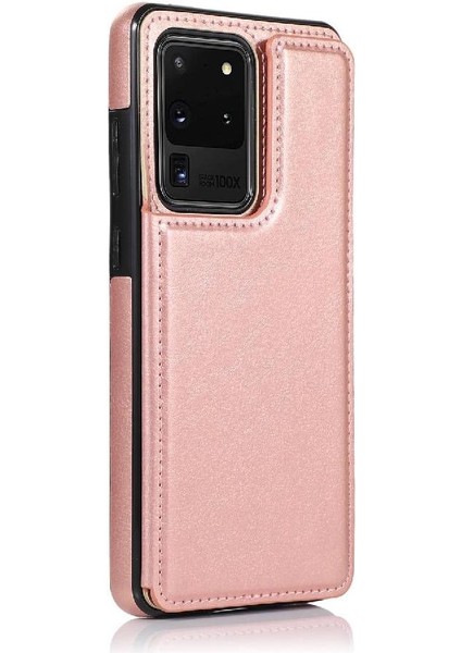 Kart Pu ile Samsung Galaxy S20 Ultra Kickstand Kart Yuvaları Için Cüzdan Kılıf (Yurt Dışından) modelleri