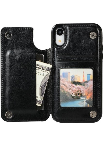 Kart Tutucu ile IPhone Xr Pu Deri Kickstand Kart Yuvaları Için Cüzdan Kılıf (Yurt Dışından) indirimleri