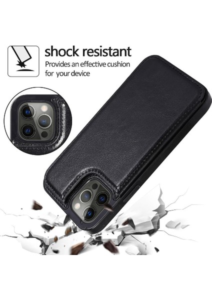 Kart Tutucu ile IPhone 14 Pro Max Pu Deri Kickstand Için Cüzdan Kılıf (Yurt Dışından)