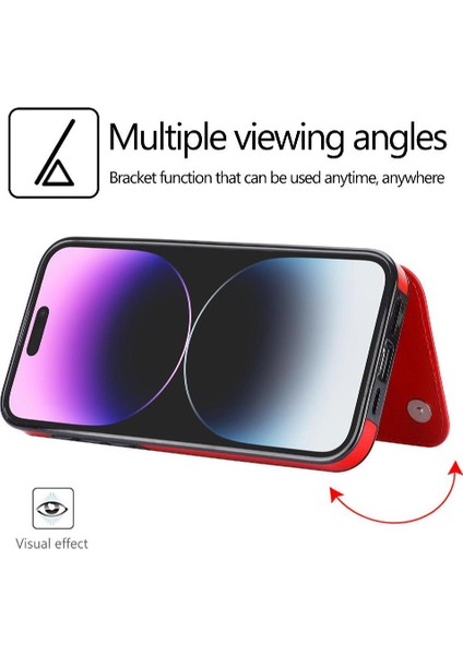 Cüzdan Kılıf IPhone 15 Pro Max Kickstand Çift Manyetik Toka ile Pu (Yurt Dışından)