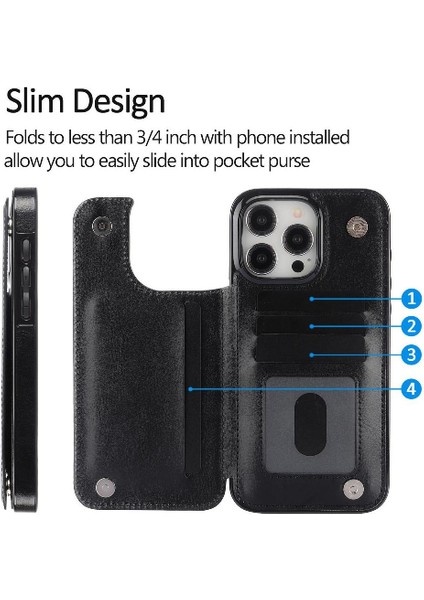 Kart Tutucu Kart Yuvaları Çift ile IPhone 15 Pro Kickstand Için Cüzdan Kılıf (Yurt Dışından) fırsatları
