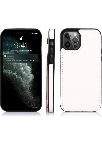 Kart Sahibi ile IPhone 13 Pro Max Pu Deri Kart Yuvaları Için Cüzdan Kılıf (Yurt Dışından)