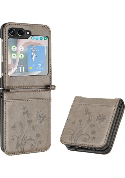 Samsung Galaxy Z Flip5 Pu Deri Kart Tutucu Bilek Kayışı Için Filp Durumda (Yurt Dışından)