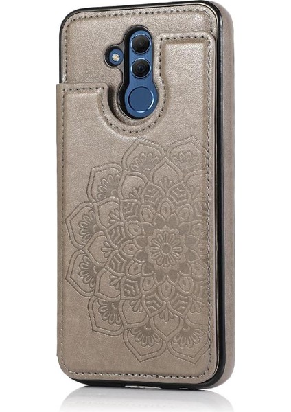 Huawei Mate 20 Lite Çift Düğmeler Çiçek Için Kart Tutucu Kılıf ile Cüzdan (Yurt Dışından)