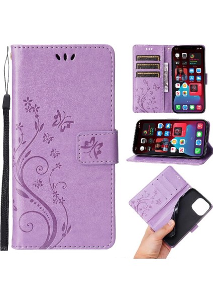 IPhone 13 Için Filp Durumda Pro Manyetik Kapatma Kart Tutucu Bilek Kayışı Pu (Yurt Dışından)