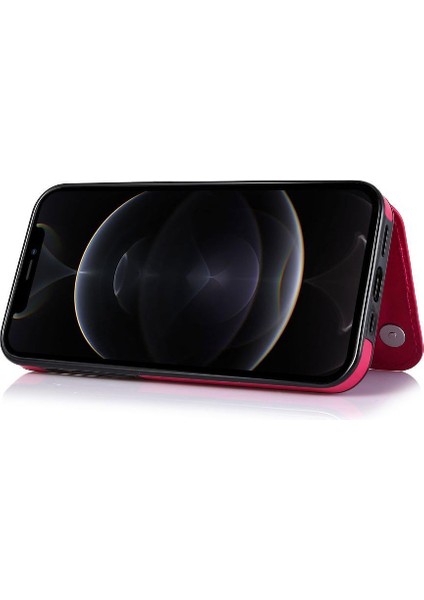 IPhone 12 Için Cüzdan Durumda Pro Max Çift Manyetik Toka Kart Yuvaları Pu (Yurt Dışından)