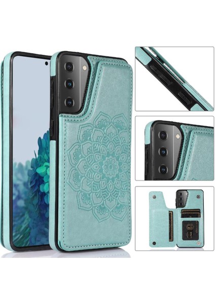 Samsung Galaxy S21 Kabartmalı Mandala Pu Için Kart Tutucu Kılıf ile Cüzdan (Yurt Dışından)