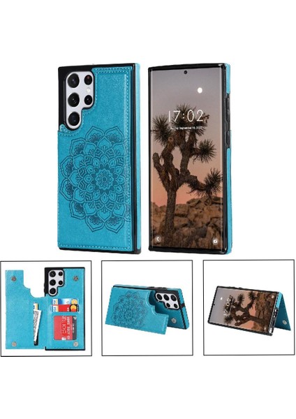 Samsung Galaxy S24 Ultra Desen Çiçek Için Kart Tutucu Kılıf ile Cüzdan (Yurt Dışından)