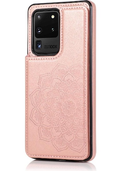 Samsung Galaxy S20 Ultra Desen Çiçek Için Kart Tutucu Kılıf ile Cüzdan (Yurt Dışından)
