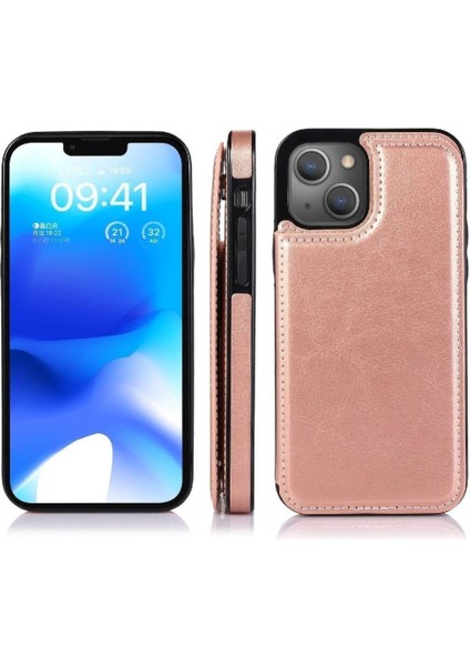 Kart Tutucu Kickstand Kart Yuvaları ile IPhone 14 Artı Cüzdan Durumda Pu (Yurt Dışından) indirimleri