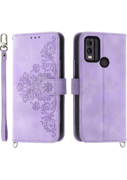 Nokia C22 Kabartmalı Çoklu Kredi Kartı Yuvaları Için Flip Case Darbeye (Yurt Dışından)
