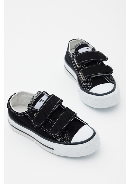 Çocuk Unisex Siyah Kauçuk Taban Keten Cırtlı Spor Ayakkabı fiyatları