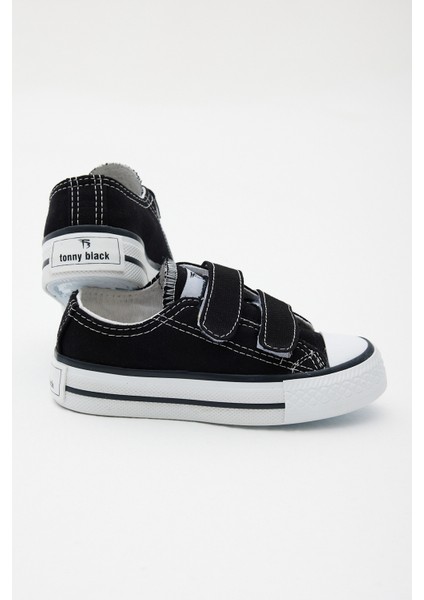 Çocuk Unisex Siyah Kauçuk Taban Keten Cırtlı Spor Ayakkabı modelleri