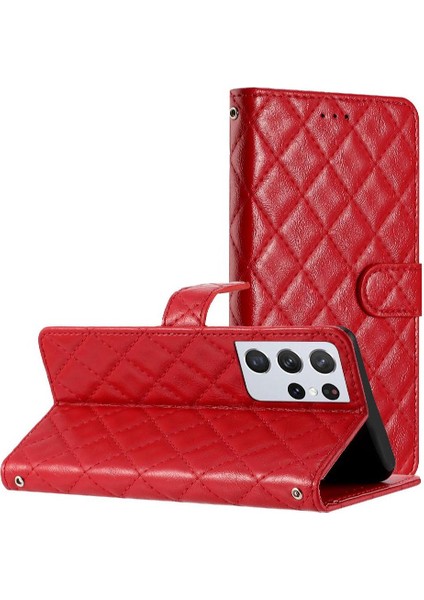 Samsung Galaxy S21 Ultra Pu Deri Cüzdan Kart Yuvaları Tutucu Için Flip Case (Yurt Dışından)