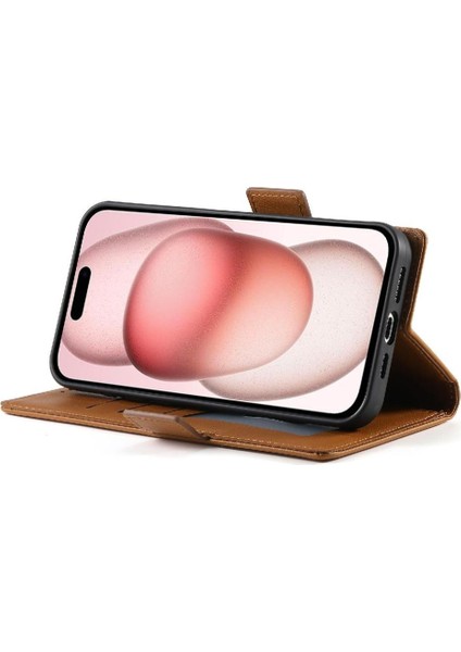IPhone 15 Için Flip Case Günlük Kullanım Kart Yuvaları Flip Iş Cüzdan (Yurt Dışından) modelleri