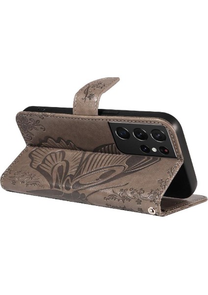 Samsung Galaxy S21 Için Flip Case Ultra Ayrılabilir El Kayışı Kabartmalı Yüksek (Yurt Dışından)