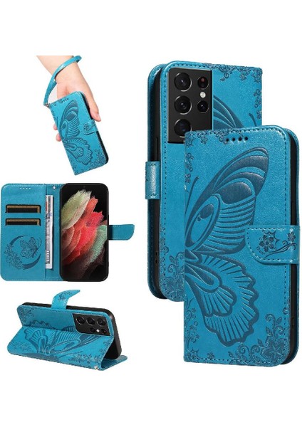 Samsung Galaxy S21 Için Flip Case Ultra Ayrılabilir El Kayışı Kabartmalı Yüksek (Yurt Dışından)