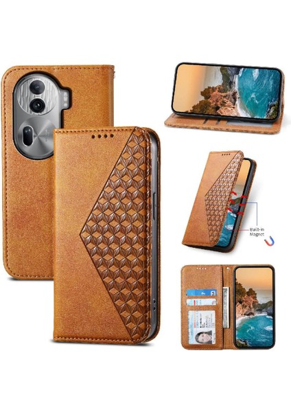 Oppo Oppo 11 Pro 5g Için Flip Case El Kayışı Günlük Kullanım Cüzdan Eşkenar Dörtgen (Yurt Dışından)