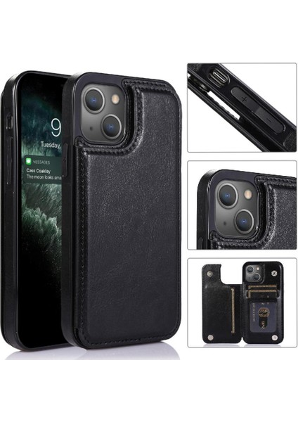 Kart Tutucu Kickstand Kart Yuvaları Pu ile IPhone 13 Mini Için Cüzdan Kılıf (Yurt Dışından)