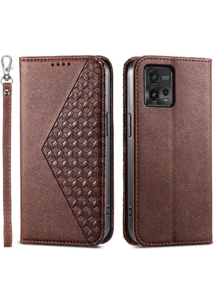 Motorola Moto G72 Standı Cüzdan Günlük Kullanım Eşkenar Dörtgen Şekli El Için Flip Case (Yurt Dışından)