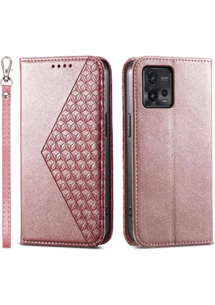 Motorola Moto G72 Standı Cüzdan Günlük Kullanım Eşkenar Dörtgen Şekli El Için Flip Case (Yurt Dışından)
