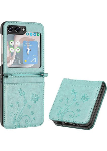 Samsung Galaxy Z Flip6 Manyetik Kapatma Bilek Kayışı Pu Kart Için Flip Case (Yurt Dışından)