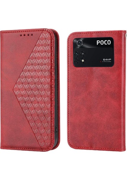 Xiaomi Poco X4 Pro 5g Eşkenar Dörtgen Şekli Için Flip Case Günlük Kullanım Cüzdan Standı (Yurt Dışından)