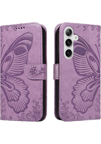 Samsung Galaxy S24 Artı Yüksek Kaliteli Deri ile Kabartmalı Flip Case (Yurt Dışından)