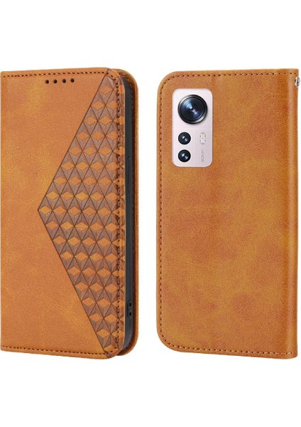 Xiaomi 12 Için Flip Case El Kayışı Günlük Kullanım Eşkenar Dörtgen Şekli Cüzdan Standı (Yurt Dışından)