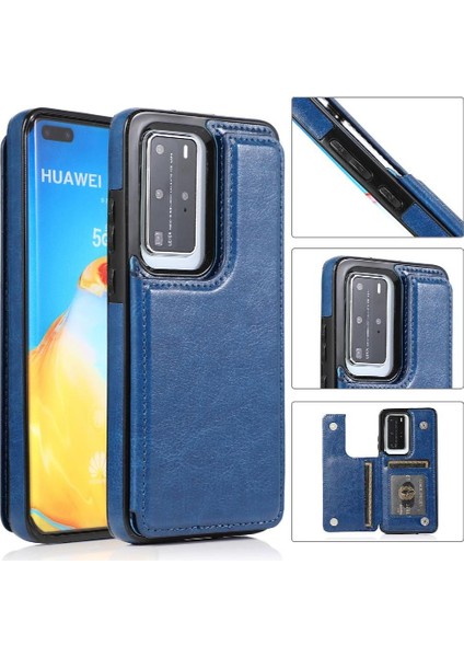 Cüzdan Kılıf Için Huawei P40 Pro Çift Manyetik Toka Kart Yuvaları Pu ile (Yurt Dışından)