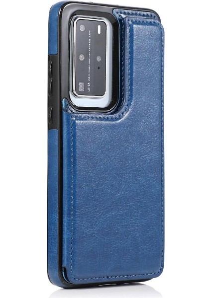 Cüzdan Kılıf Için Huawei P40 Pro Çift Manyetik Toka Kart Yuvaları Pu ile (Yurt Dışından) modelleri