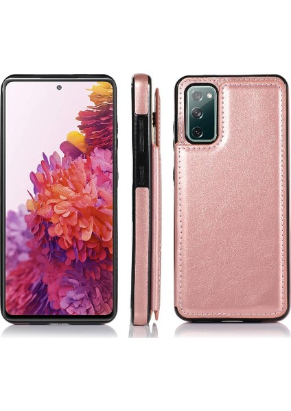 Kart Tutucu Çift Manyetik Pu ile Samsung Galaxy S20 Fe Için Cüzdan Kılıf (Yurt Dışından)