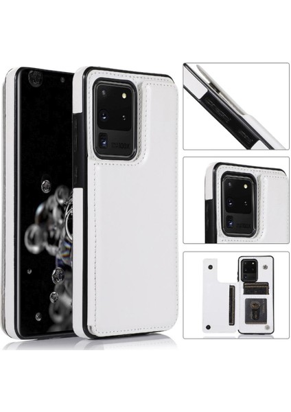 Kart Pu ile Samsung Galaxy S20 Ultra Kickstand Kart Yuvaları Için Cüzdan Kılıf (Yurt Dışından)