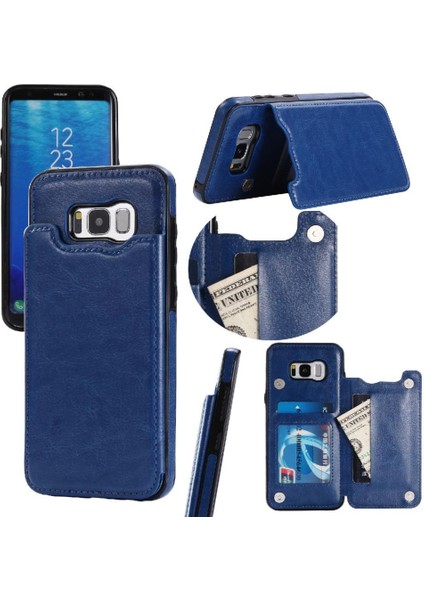 Kart Tutucu Kart Yuvaları Kickstand Pu ile Samsung Galaxy S8 Için Cüzdan Kılıf (Yurt Dışından)