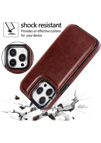 Cüzdan Kılıf IPhone 15 Pro Max Kickstand Çift Manyetik Toka ile Pu (Yurt Dışından)
