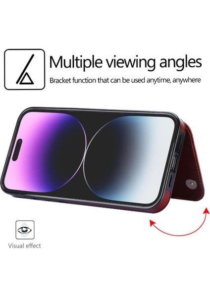 Cüzdan Kılıf IPhone 15 Pro Max Kickstand Çift Manyetik Toka ile Pu (Yurt Dışından)