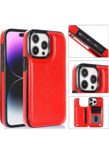 Kart Tutucu Kart Yuvaları Çift ile IPhone 15 Pro Kickstand Için Cüzdan Kılıf (Yurt Dışından)