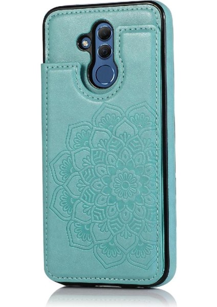 Huawei Mate 20 Lite Çift Düğmeler Çiçek Için Kart Tutucu Kılıf ile Cüzdan (Yurt Dışından)