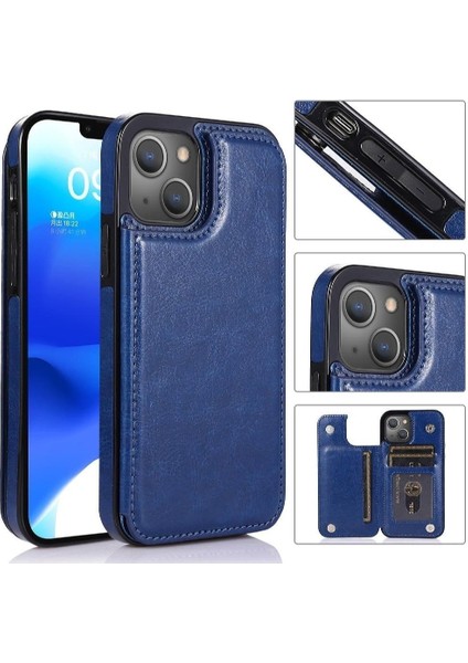 Kart Tutucu ile IPhone 14 Için Cüzdan Durumda Pu Deri Kart Yuvaları Kickstand (Yurt Dışından)